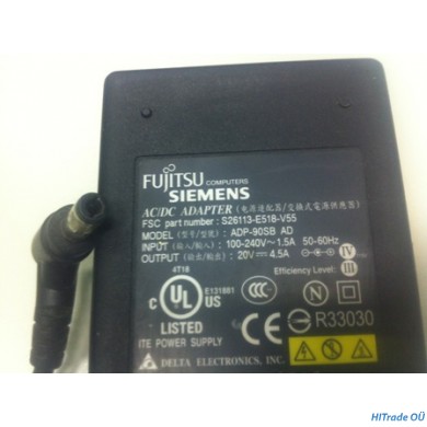 Fujitsu laadija 90W 20V 4.5A (5.5 x 2.5 - 90⁰) Originaal